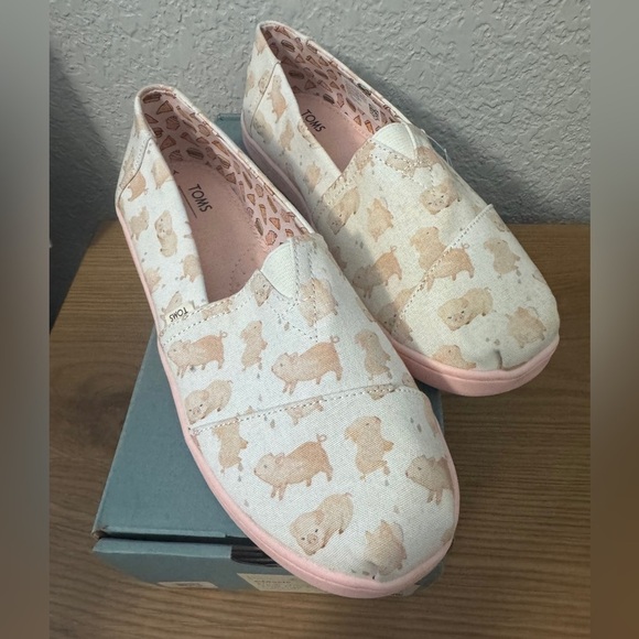 TOMS Pink Year Of The Pig Print Canvas Shoe - Picture 1 of 6